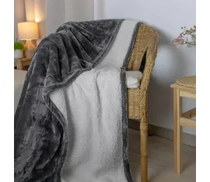 Mikroplyšová deka s beránkem č.61 - tmavě šedá