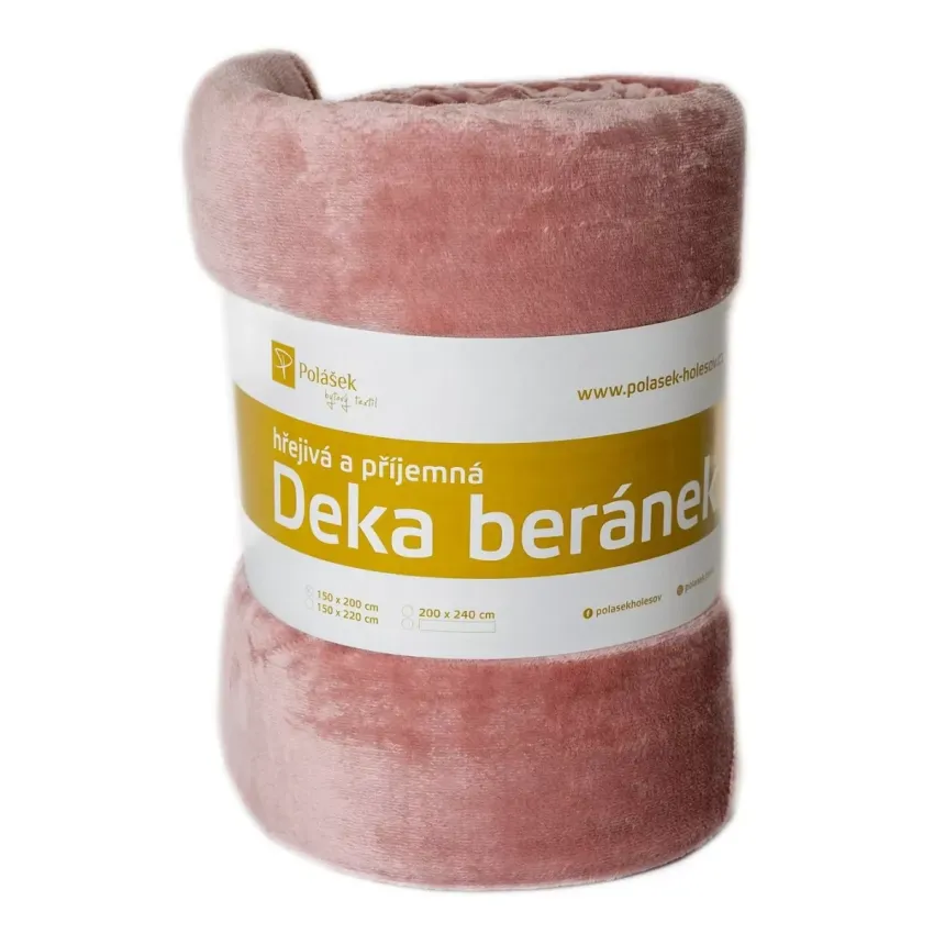 Mikroplyšová deka s beránkem č.71 - starorůžová
