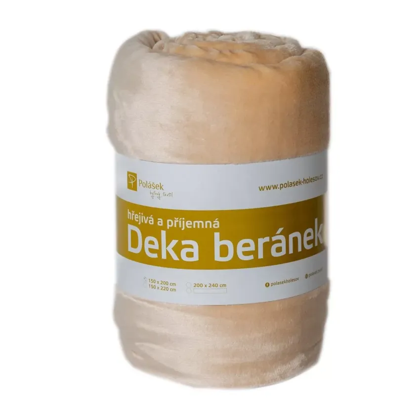 Mikroplyšová deka s beránkem č.27 - šampáňo