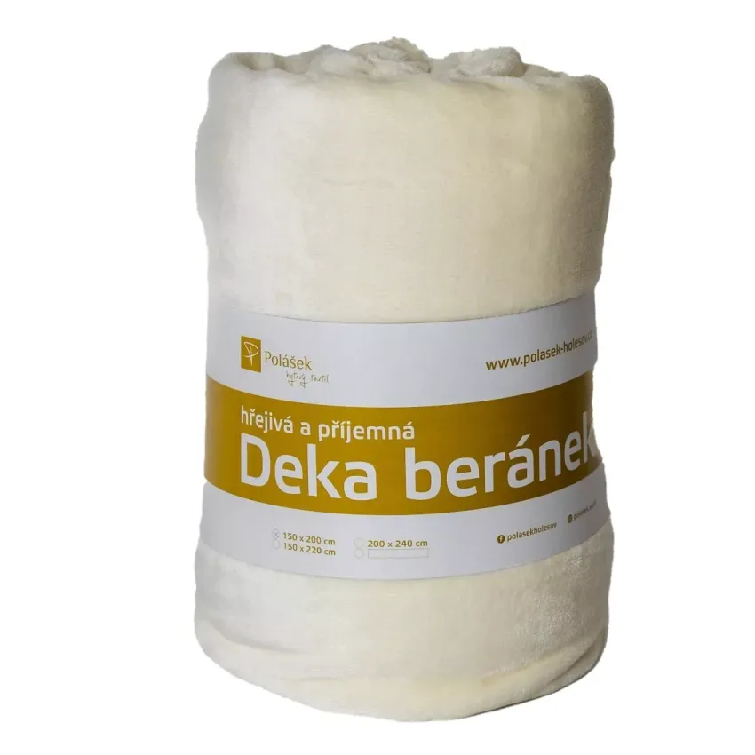 Mikroplyšová deka s beránkem č.2 - smetanová