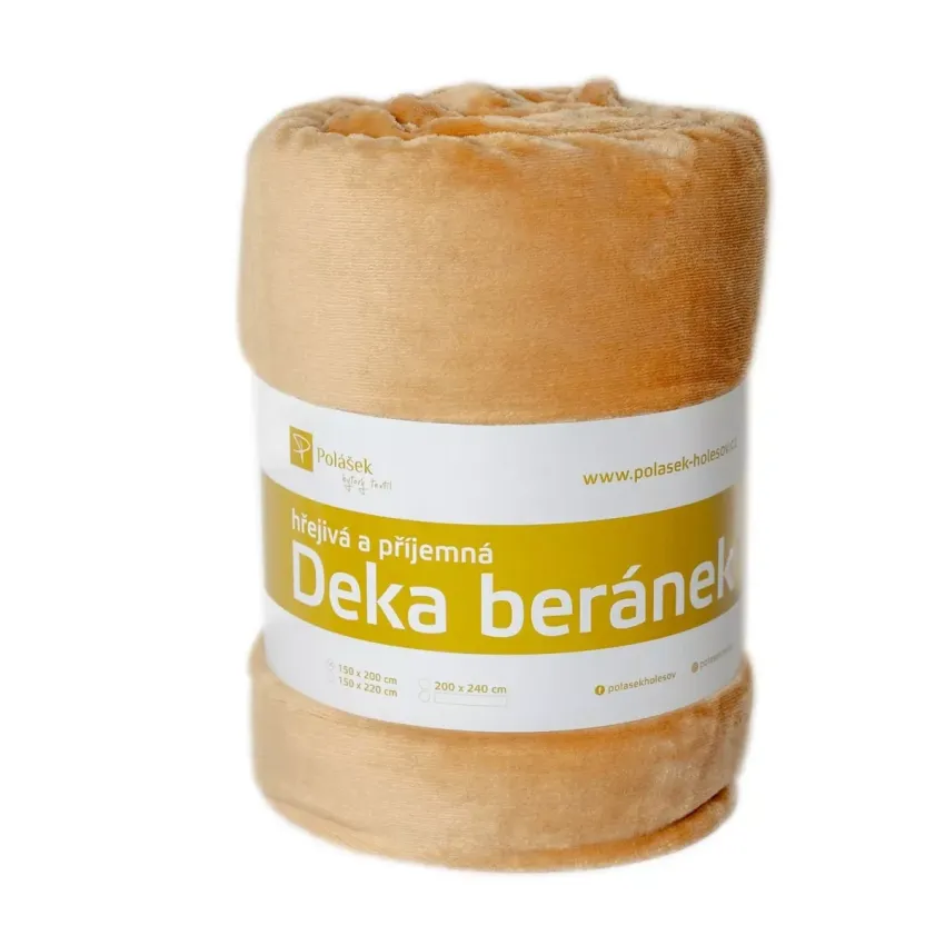 Mikroplyšová deka s beránkem č.76 - medová