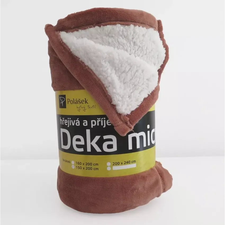 Mikroplyšová deka s beránkem č.58 - hnědá