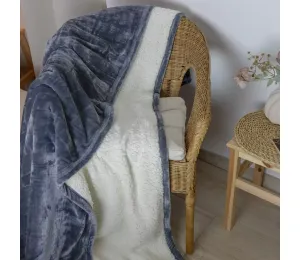 Mikroplyšová deka s beránkem č.60 - šedomodrá