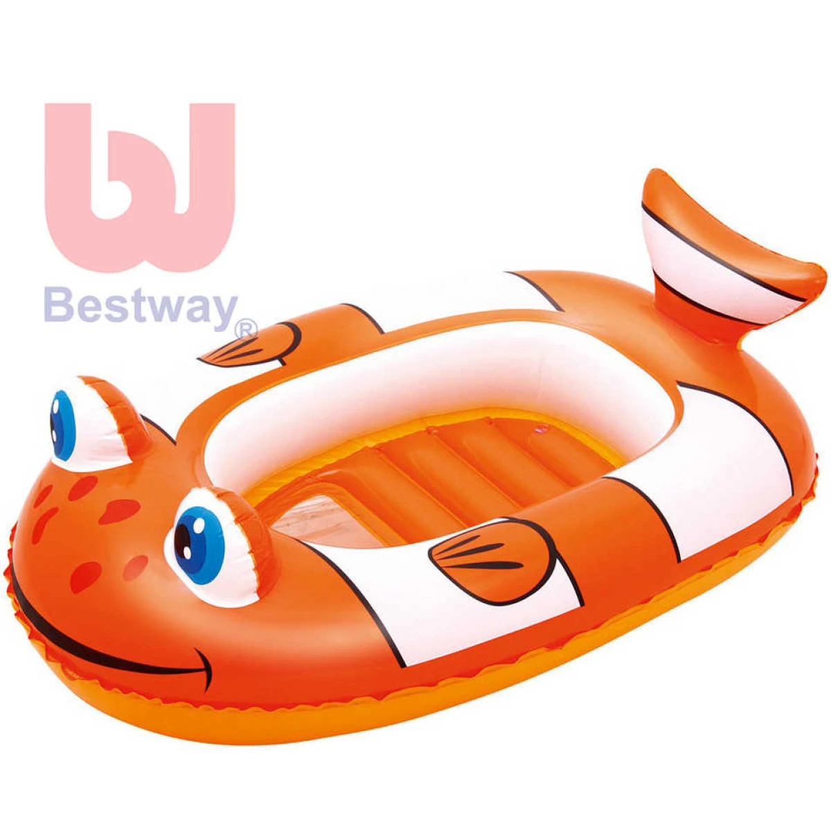BESTWAY Člun dětský nafukovací 102x69cm rybka do vody oranžový