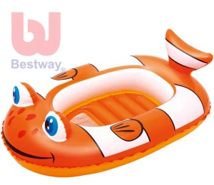 BESTWAY Člun dětský nafukovací 102x69cm rybka do vody oranžový