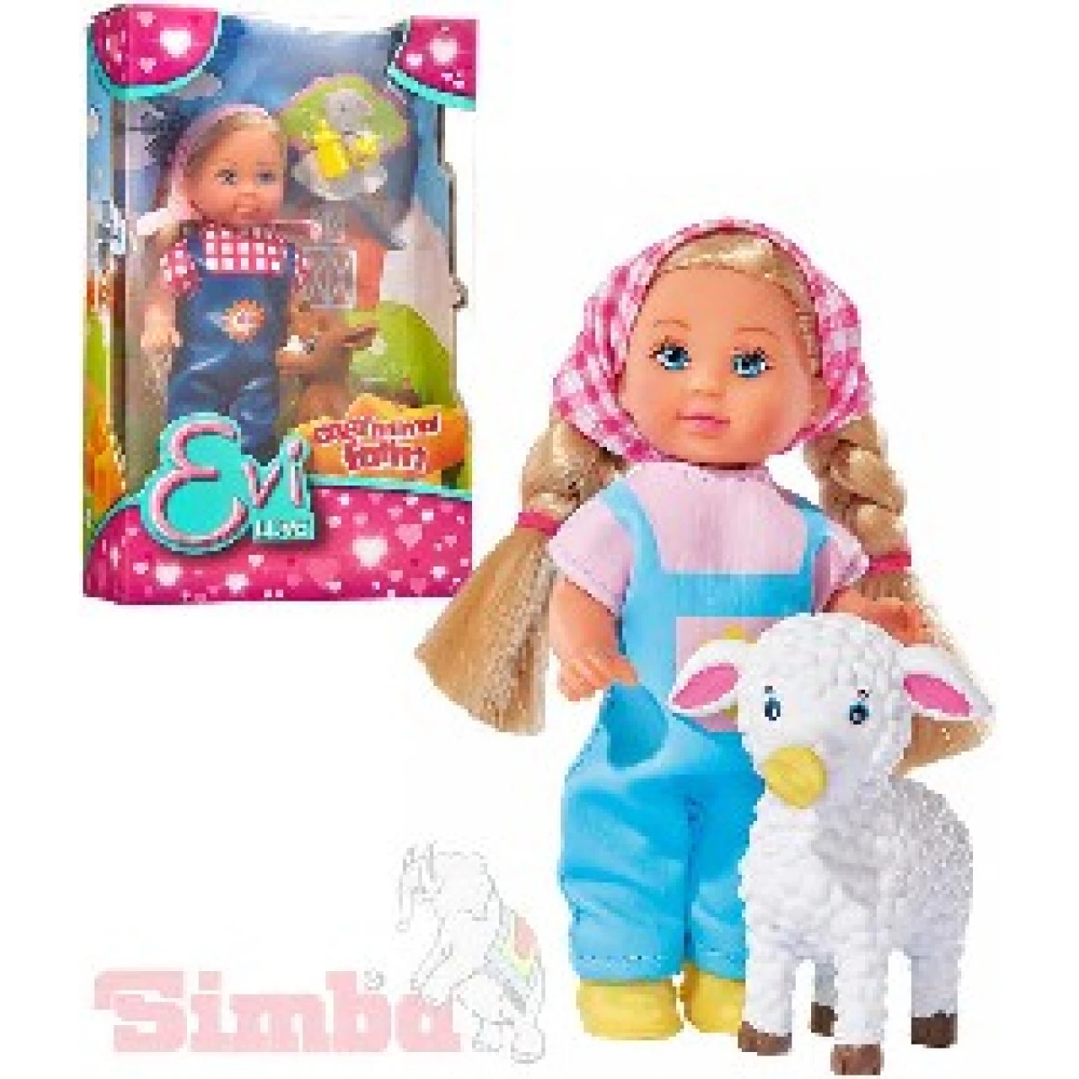 SIMBA Panenka Evička Evi Love 12cm set farmářka se zvířátkem 2 d