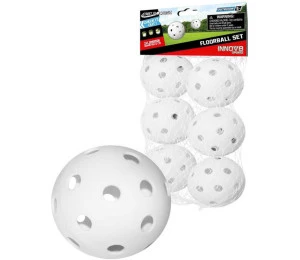 Míček bílý na florbal set 6ks v sáčku