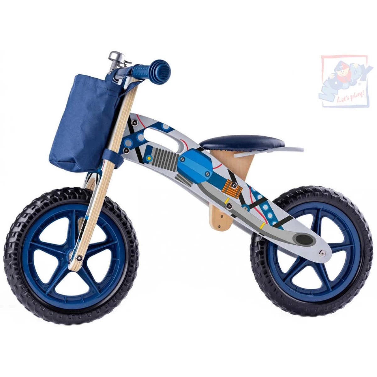 WOODY DŘEVO Odrážedlo motorka modré odstrkovadlo *DŘEVĚNÉ HRAČKY