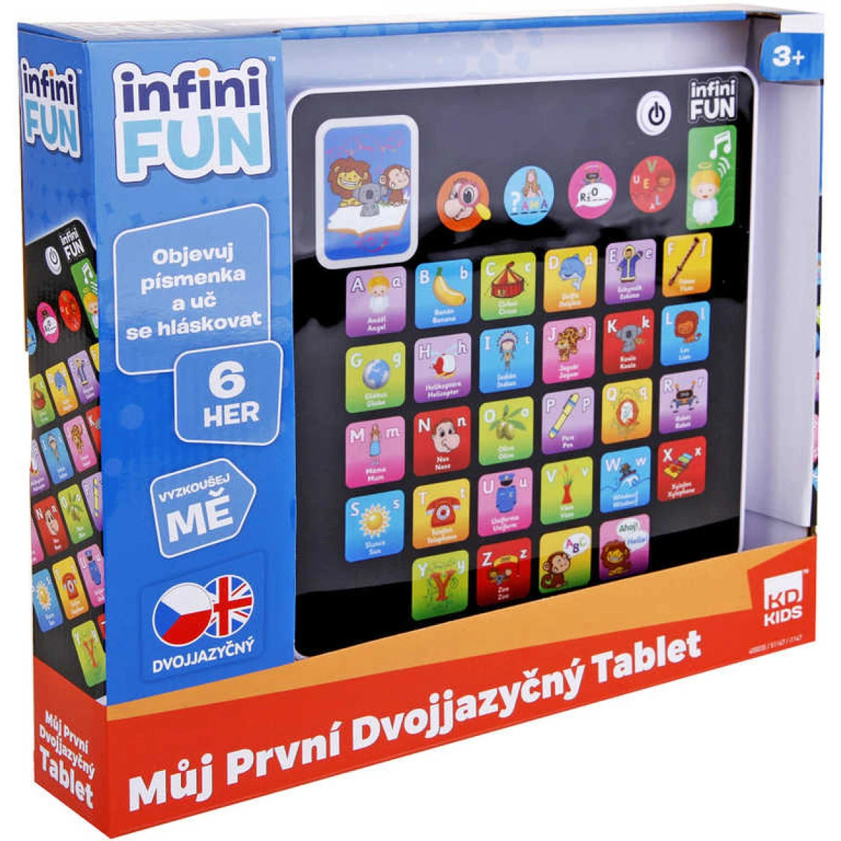 Tablet dětský dvojjazyčný naučný CZ/AJ na baterie 6 her Světlo Z