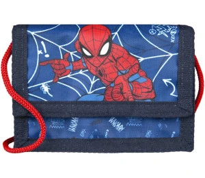 Dětská peněženka překlápěcí Spiderman na suchý zip se šňůrkou