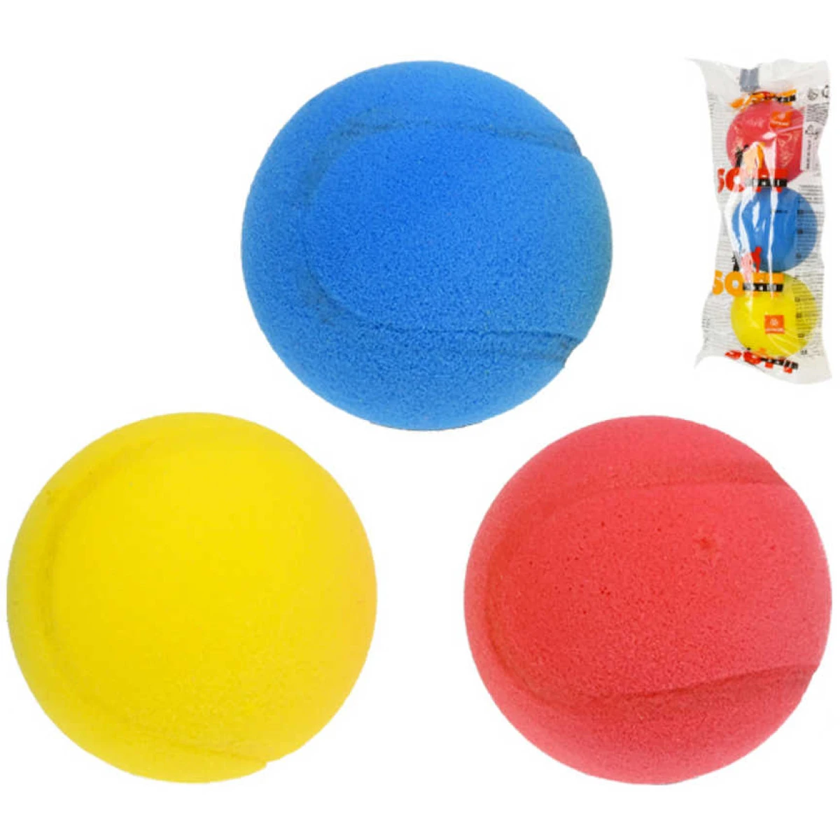 Míčky na soft tenis barevné pěnové 7cm molitanové tenisáky set 3