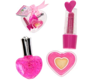 Makeup dětský srdíčko set lesk na rty s lakem na nehty a rtěnkou