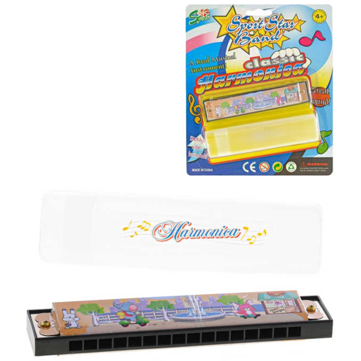 Harmonika dětská foukací 13cm set s pouzdrem kov *HUDEBNÍ NÁSTRO