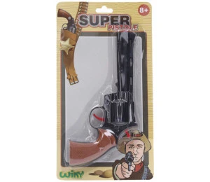 Pistole kovbojská na kapsle 23cm revolver 8 ran plast na kartě