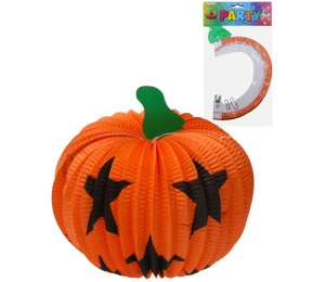 Lampion oranžový dýně 36cm kulatý Halloween na svíčku / žárovku