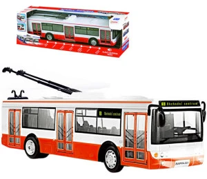 Trolejbus MHD 28cm česky hlásí zastávky funkční dveře na baterie