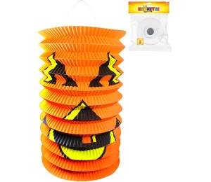 Lampion Halloween dýně oválný 15cm krčený papír na svíčku