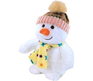 PLYŠ Sněhulák veselý 26cm s čepicí a šálou *PLYŠOVÉ HRAČKY*