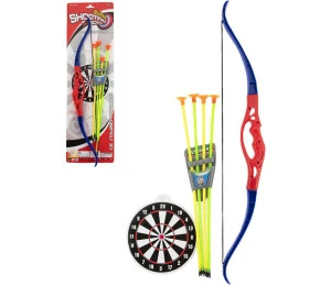Luk 57cm + 4 soft šípy sada přísavkami a terčem plast na kartě