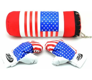 Boxerský dětský set pytel boxovací + rukavice 1 pár potisk vlajk