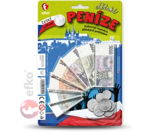 EFKO Peníze dětské CZ set na kartě (české koruny) bankovky a min