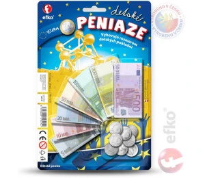EFKO Peníze dětské EURO bankovky a mince na kartě