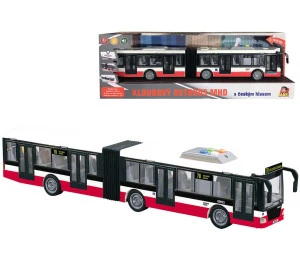 Autobus kloubový MHD český na setrvačník hlásí stanice na bateri