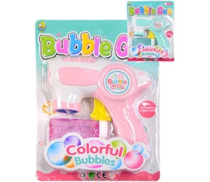 Pistole bublifukovací 15cm set s náplní 2 barvy plast na kartě