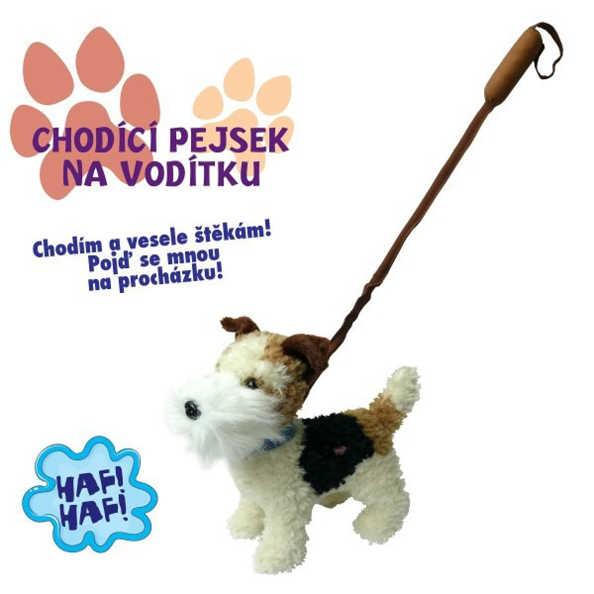 PLYŠ Pes foxterier s voditkem  chodící pejsek *PLYŠOVÉ HRAČKY*