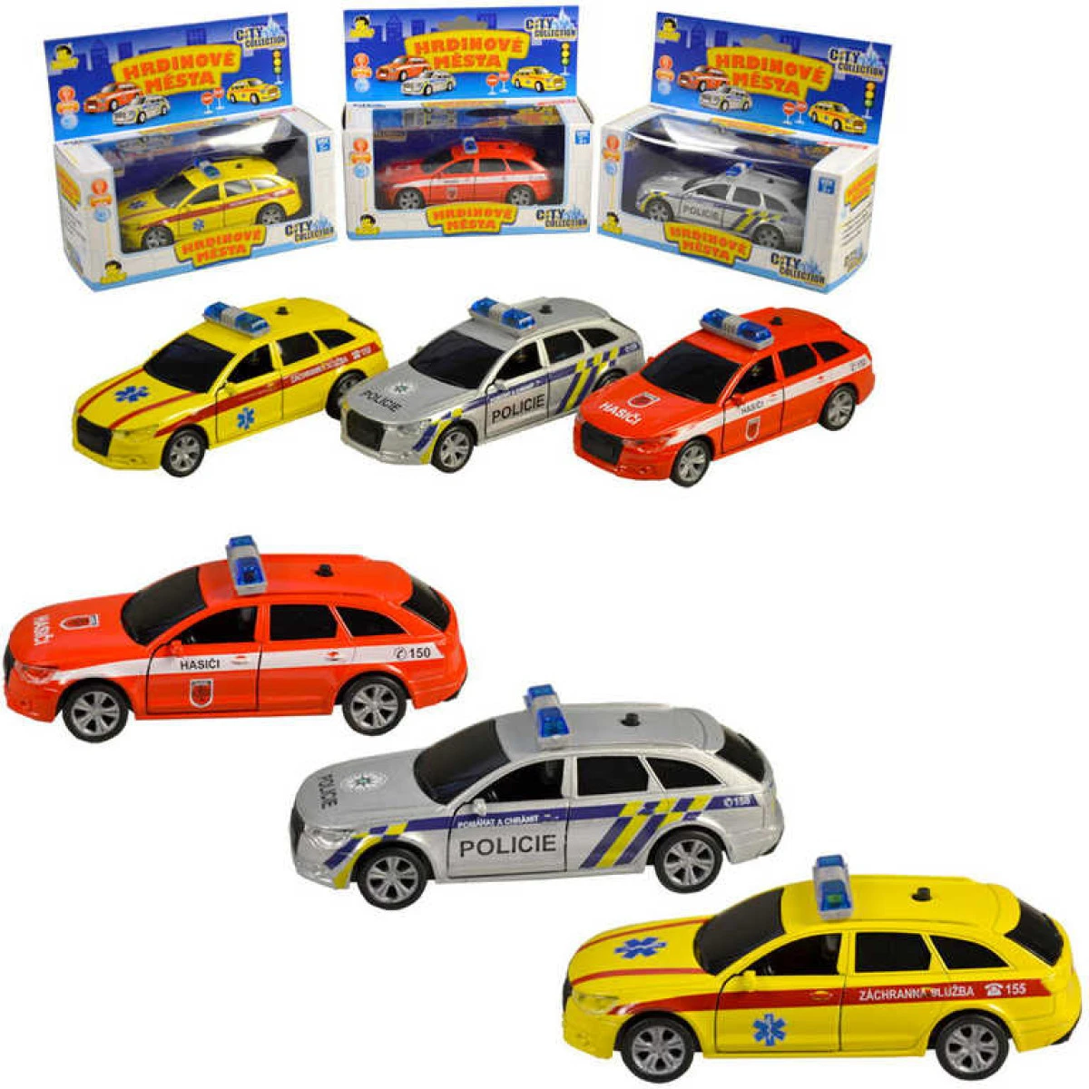 Auto City Collection záchranné složky zpětný chod Policie