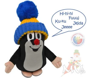 MORAVSKÁ ÚSTŘEDNA Krtek (Krteček) 16cm mluvící modrý kulich plyš