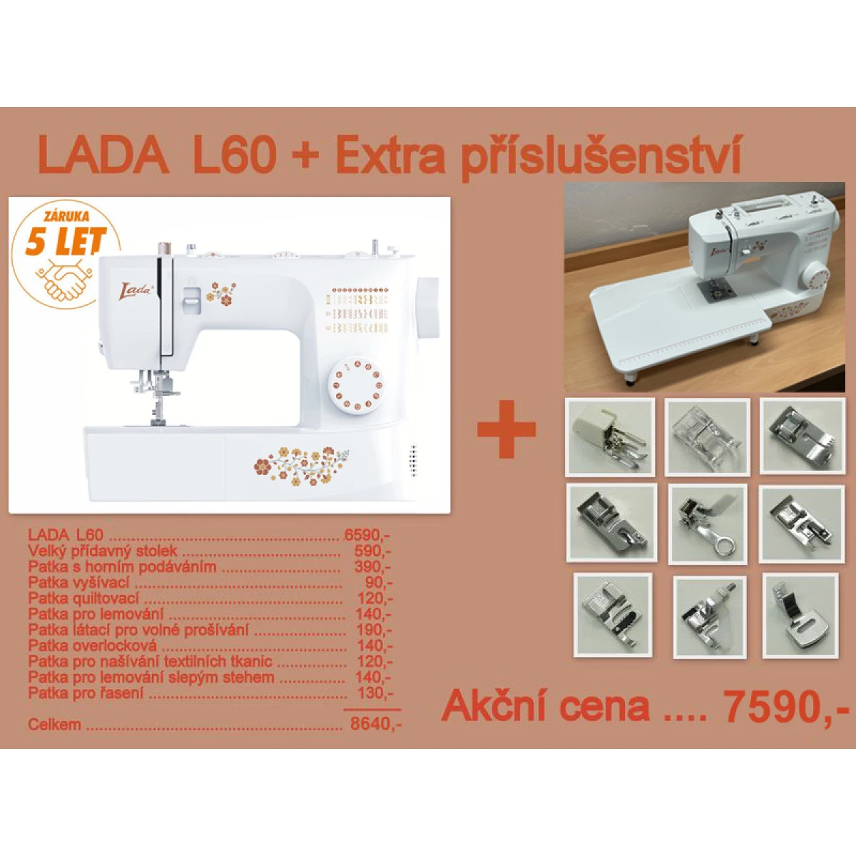 Šicí stroj Lada L60 + Extra příslušenství