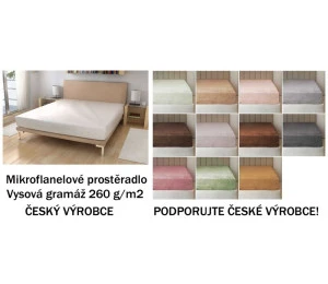 Mikroflanelové prostěradlo 100x200cm 260g/m2
