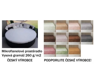 Mikroflanelové prostěradlo kruh (kulaté) průměr 230cm 260g/m2