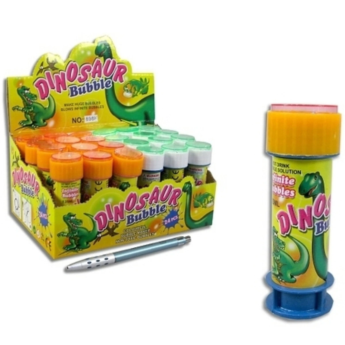 Větší bublifuk Dinosaurus 11 cm 60 ml s hrkávkou