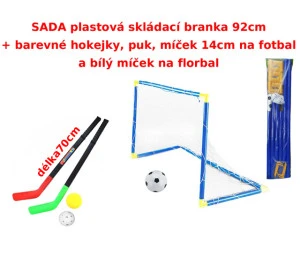 VELKÁ SADA var. 2 skládací branka 92cm, hokejky, puk, míčky