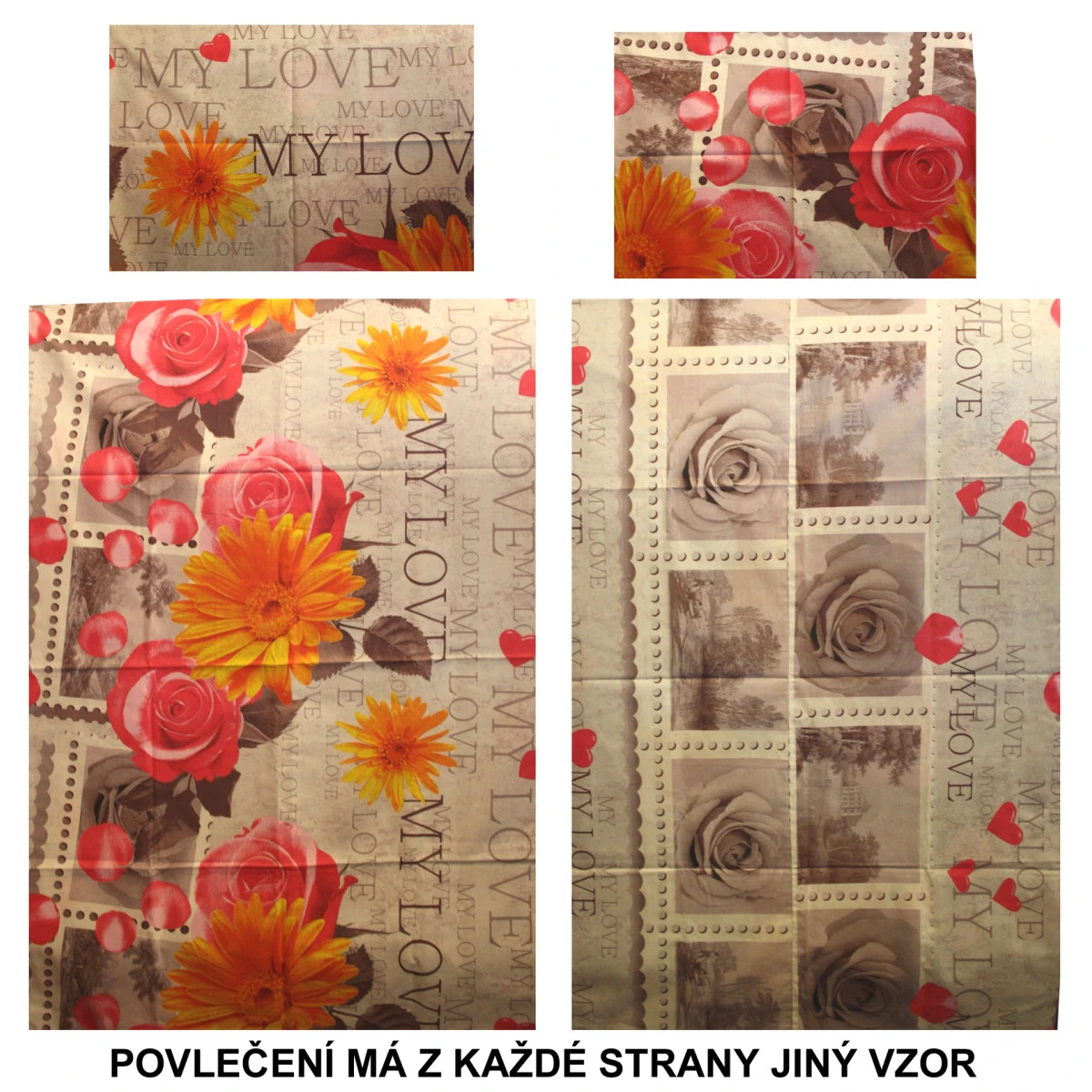 Unikátné povlečení do postýlky Růže 90x130, 40x60