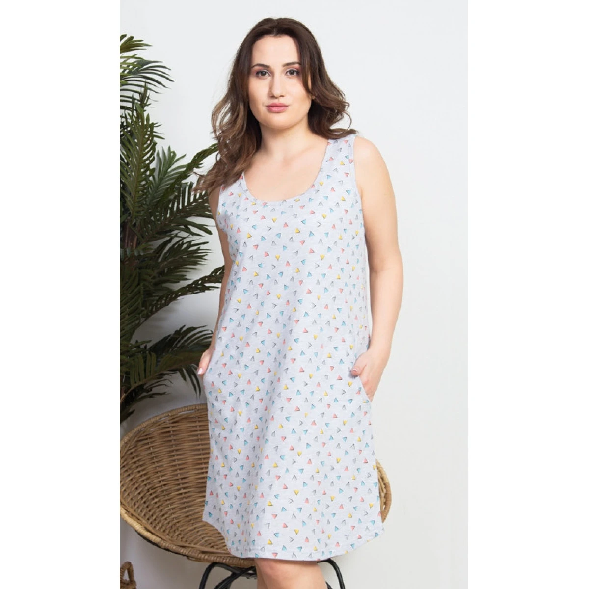 Dámská noční košile na ramínka Julie, šedá 4XL