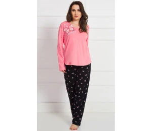 Dámské pyžamo dlouhé Betty - lososová vel. 2XL