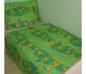 Bavlněné povlečení Žirafky zelené 40x60, 90x120
