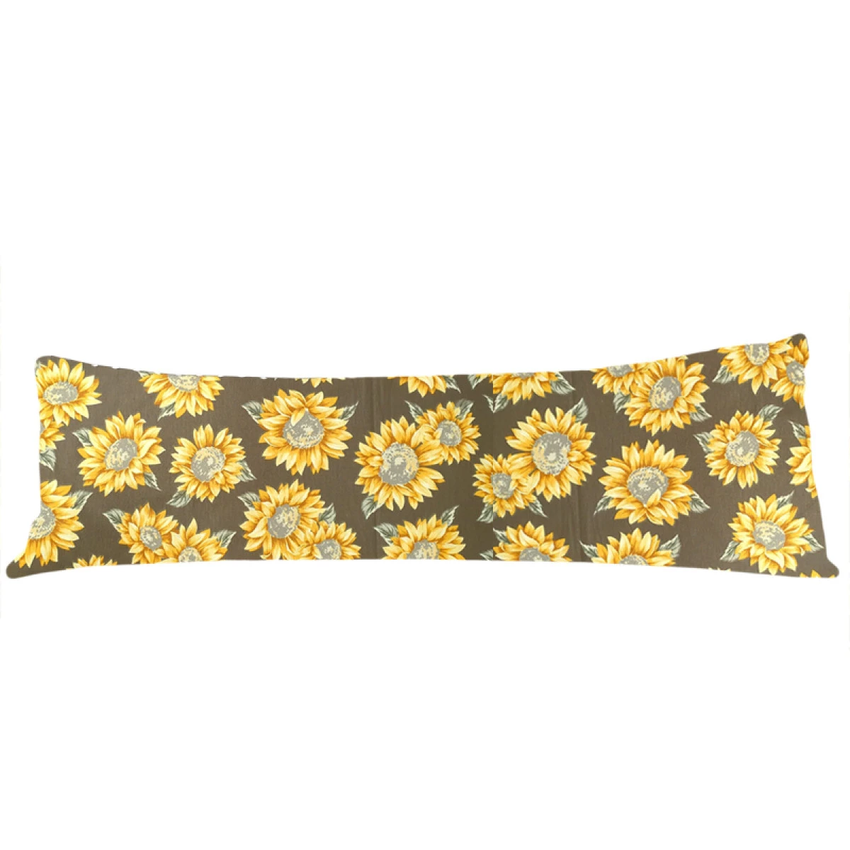 Povlak na dlouhý polštář 45x120cm - Slunečnice na hnědé