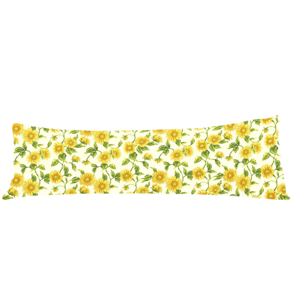 Povlak na dlouhý polštář 45x120cm - Slunečnice na bílé