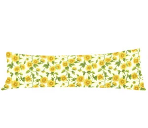 Povlak na dlouhý polštář 45x120cm - Slunečnice na bílé