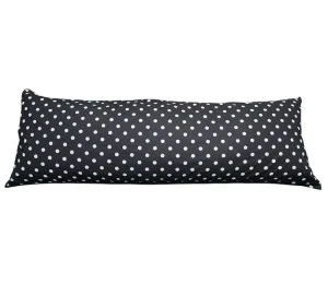 Povlak na dlouhý polštář 55x180cm - Černý, bílý puntík 17mm