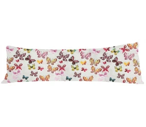 Povlak na dlouhý polštář 55x180cm - Motýli na šedé