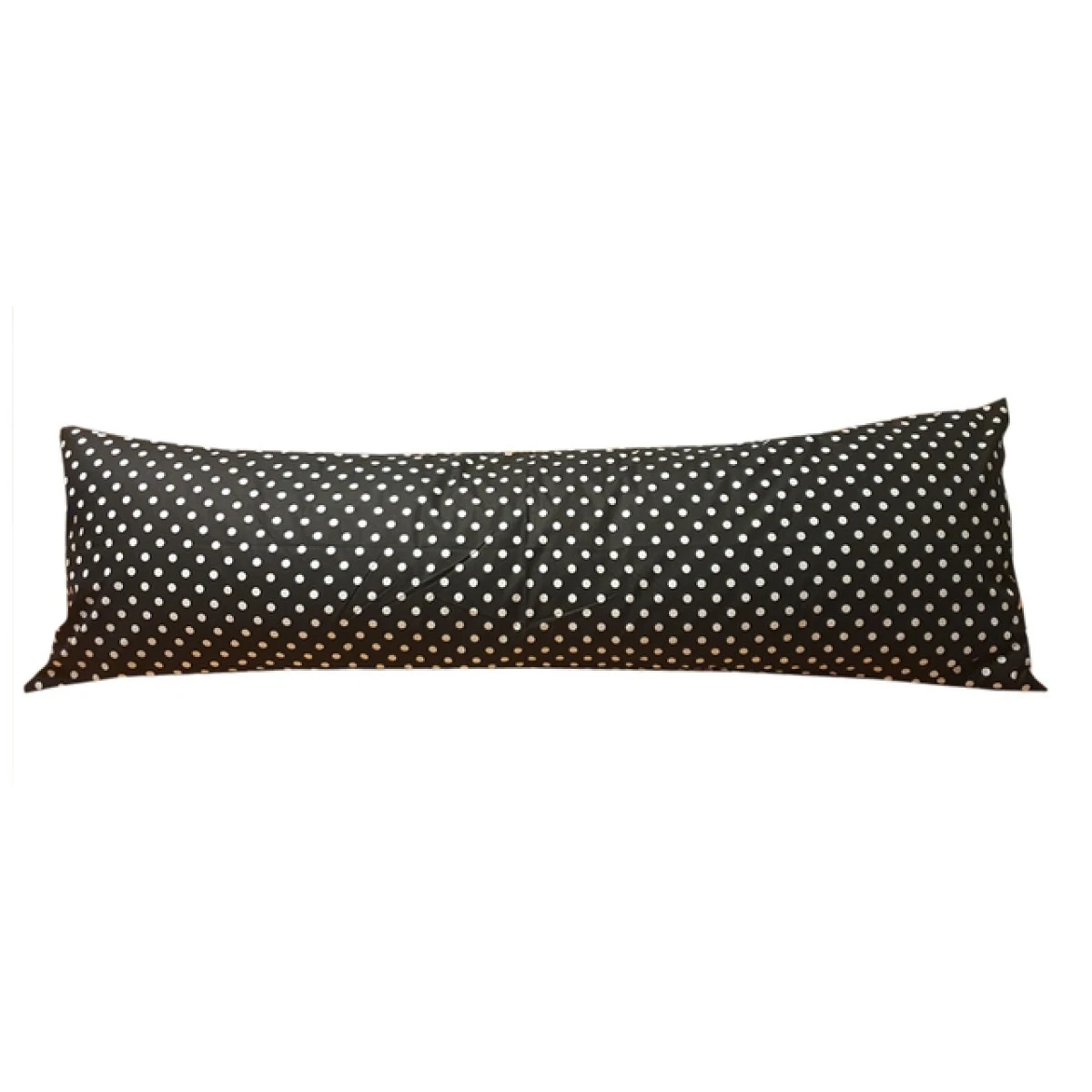 Povlak na dlouhý polštář 55x180cm - Černý, bílý puntík 11mm