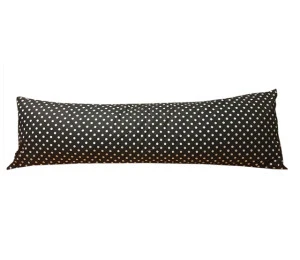 Povlak na dlouhý polštář 55x180cm - Černý, bílý puntík 11mm