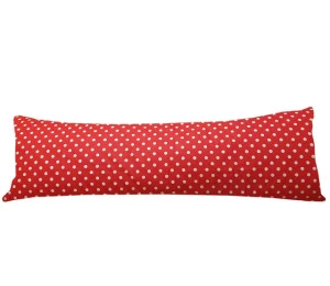 Povlak na dlouhý polštář 55x180cm - Červený, bílý puntík 11mm