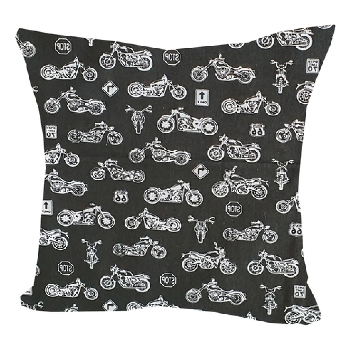 Povlak na dětský polštářek Motorky na černé 25x25cm