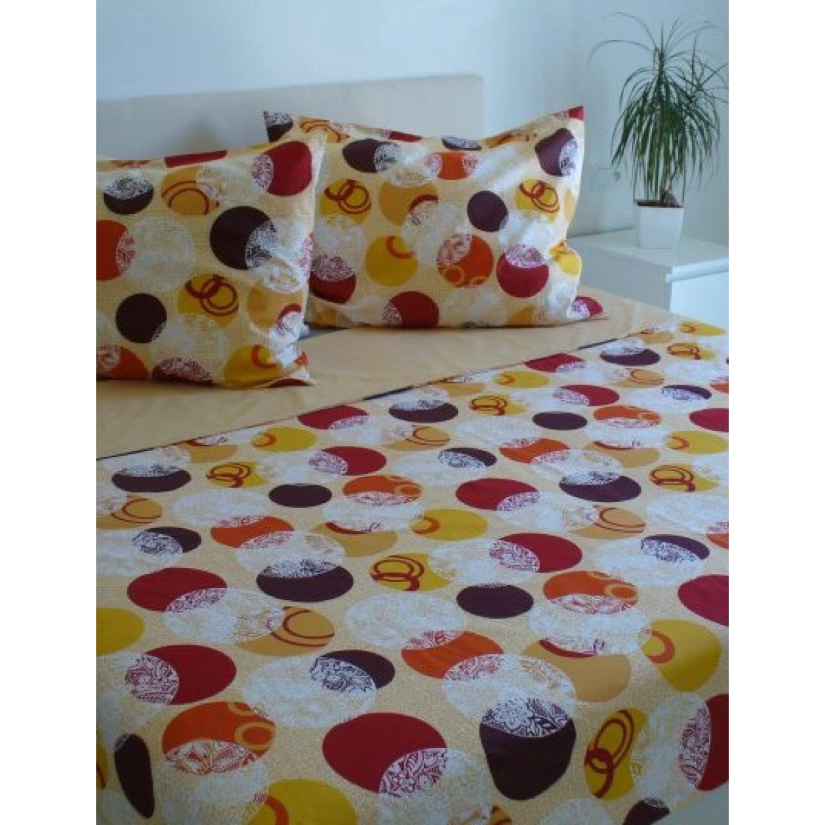 Bavlněné povlečení Kaleidoskop pískový 70x90, 140x200